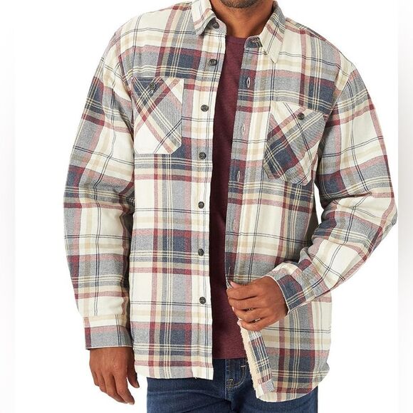 Men's Sherpa Lined Shirt Jacket Light Beige - Picture 1 of 6